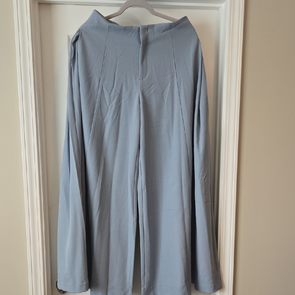 glam Powder Blue Wide-Leg Trousers